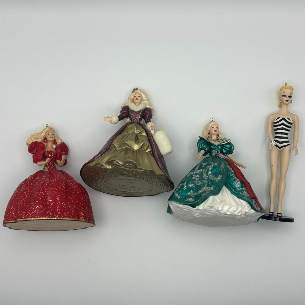 Vintage Hallmark Holiday Barbie Ornament Lot (1993–1996) Mattel Debut Barbie